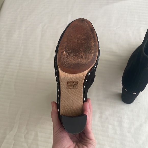 PROENZA SCHOULER Studded Suede Boots Wooden Soles Black 36.5 - Picture 6 of 10